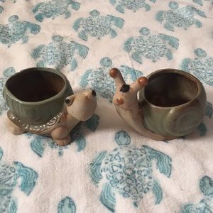 Turtle and snail plant potters ft. my nosey cat 😂